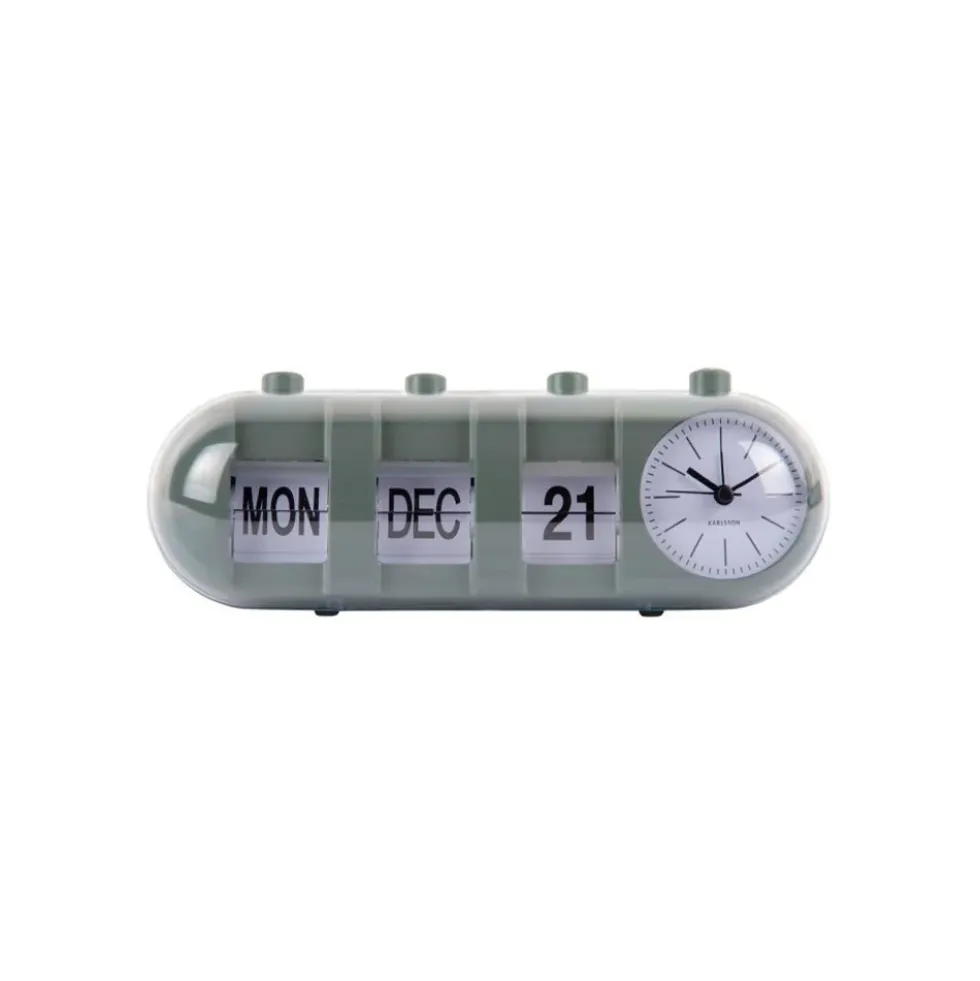 Alarm Clock Retro Tube Calendar Flip Green