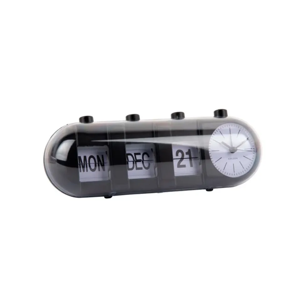 Alarm Clock Retro Tube Calendar Flip Black