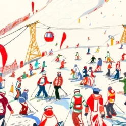 Alto Adige Ski Season Giclée Print A5