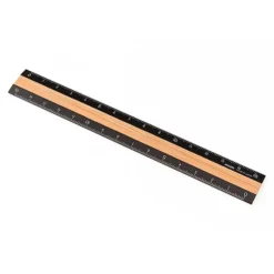 Aluminium and Wood Ruler 15 cm Black / Light Brown