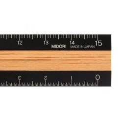 Aluminium and Wood Ruler 15 cm Black / Light Brown
