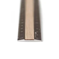 Aluminium and Wood Ruler 15 cm Brown/Dark Brown