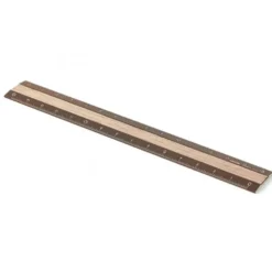 Aluminium and Wood Ruler 15 cm Brown/Dark Brown