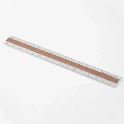 Aluminium and Wood Ruler 15cm Dark Brown