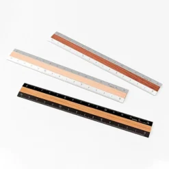 Aluminium and Wood Ruler 15cm Dark Brown