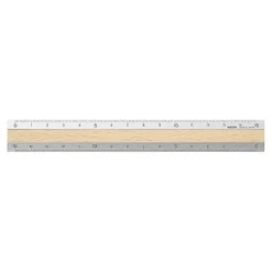 Aluminium and Wood Ruler 15cm Silver/Light Brown