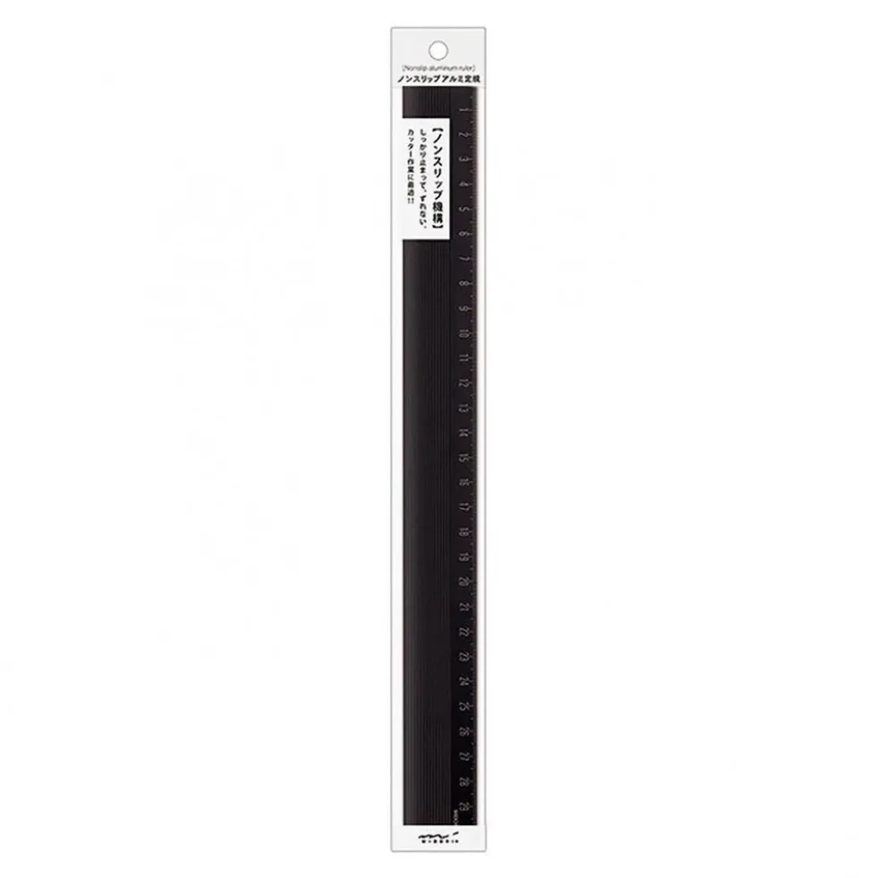 Aluminum ruler 30cm Non-Silp Black