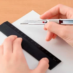 Aluminum Ruler 15cm Non-Slip Black