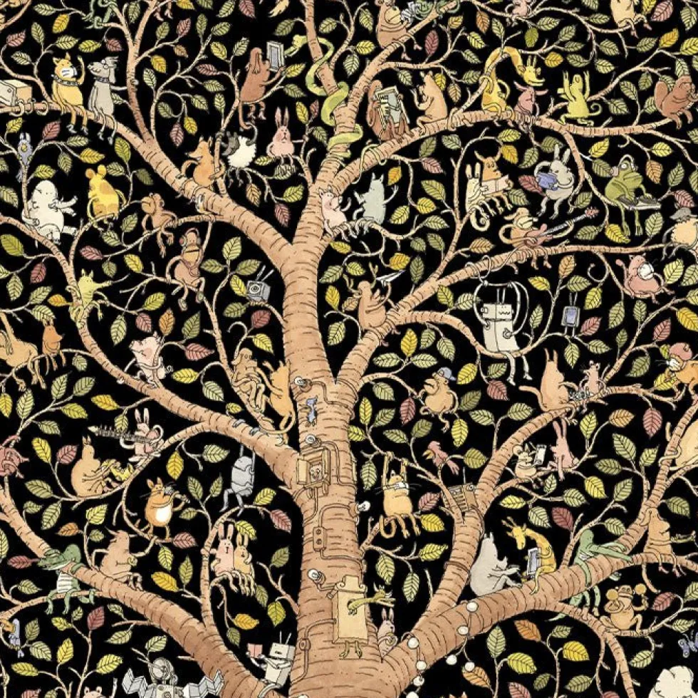 Animal Tree Giclée Print A4