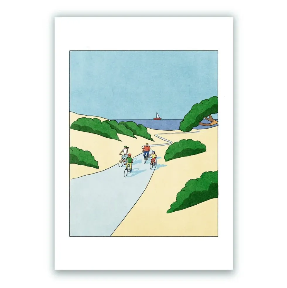 Bike Ride Through the Dunes Giclée Print A4