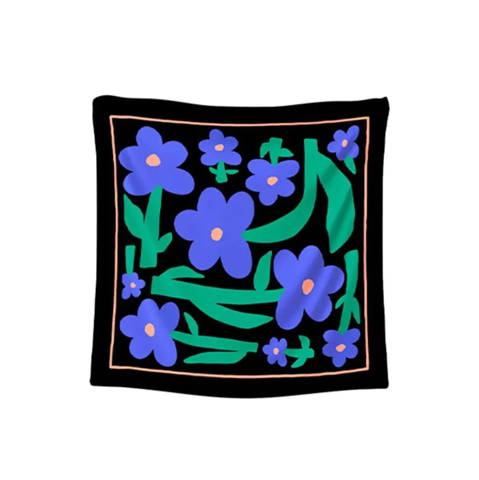 Blue Las Flores Scarf