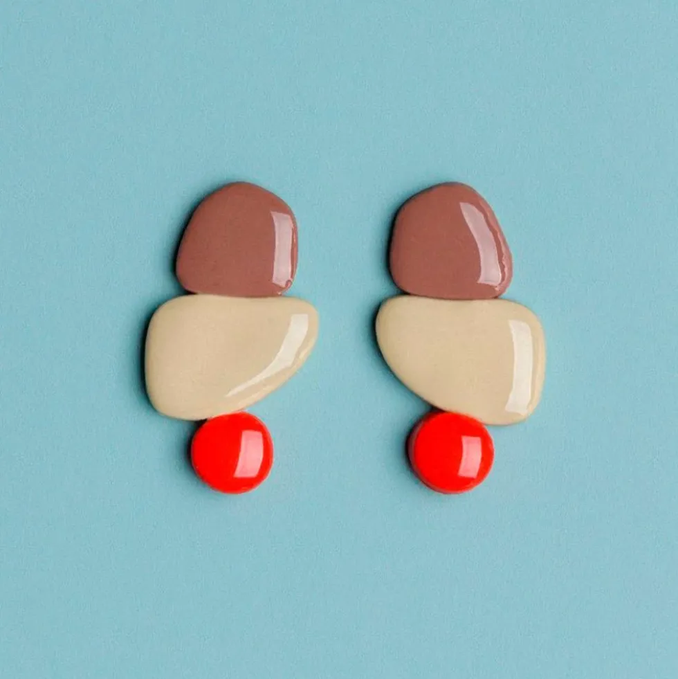Candy Earrings Brown / Red