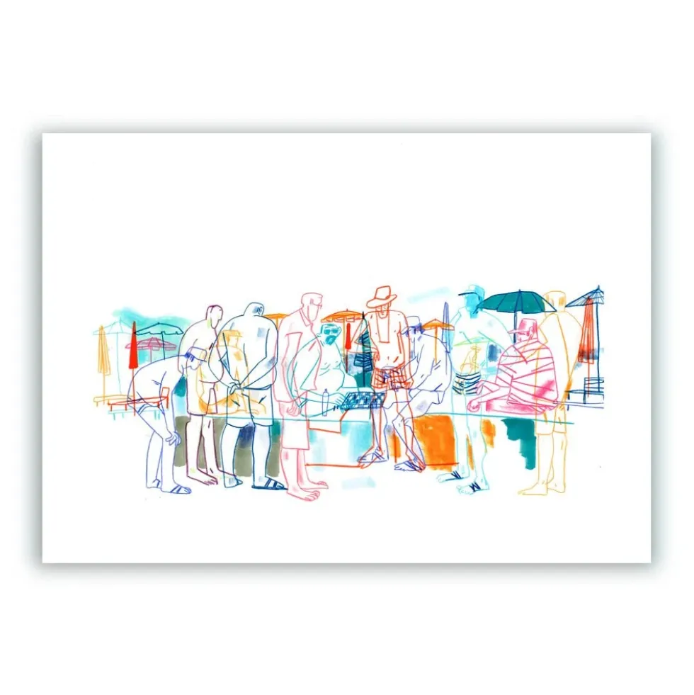 Chess Game On The Beach Giclée Print
