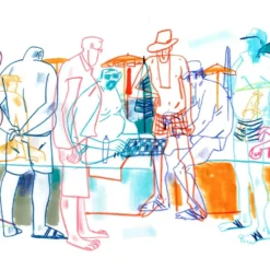 Chess Game On The Beach Giclée Print
