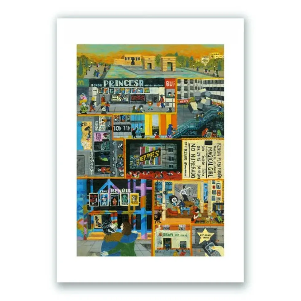 Cines Plaza de España Giclée Print A4