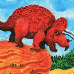 DinoWestern - Triceratops Giclée Print A4