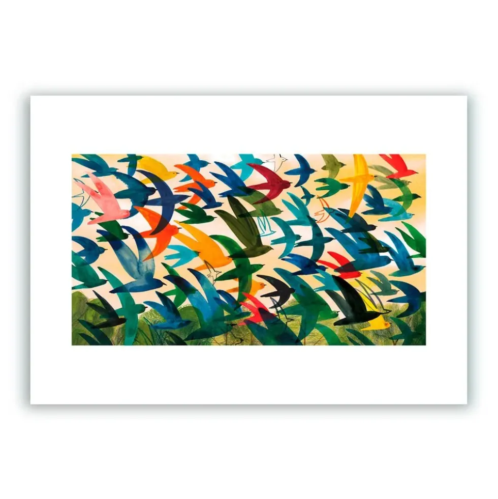 Flock of Colors Giclée Print A5