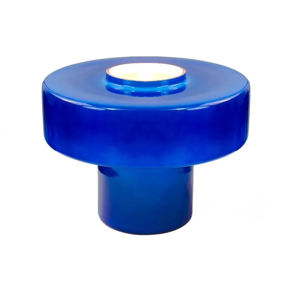 Foza Table Lamp with Colored Glass and Retro Style - Blue