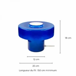 Foza Table Lamp with Colored Glass and Retro Style - Blue
