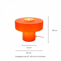 Foza Table Lamp with Colored Glass and Retro Style - Orange
