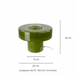 Foza Table Lamp with Colored Glass and Retro Style - Green