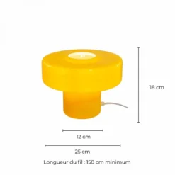 Foza Table Lamp with Colored Glass and Retro Style - Yellow