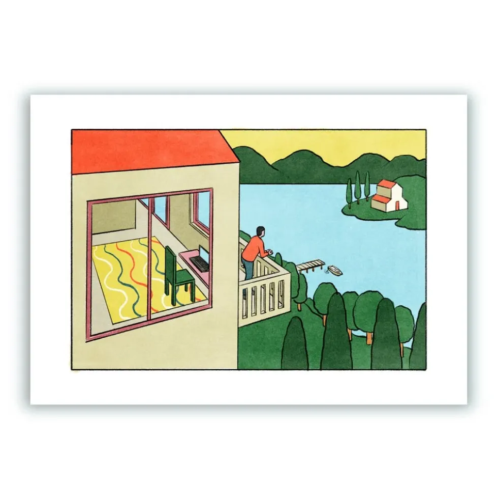 Interior with Views Giclée Print A4