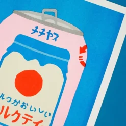 Japanese Milk Tea Can Risograph