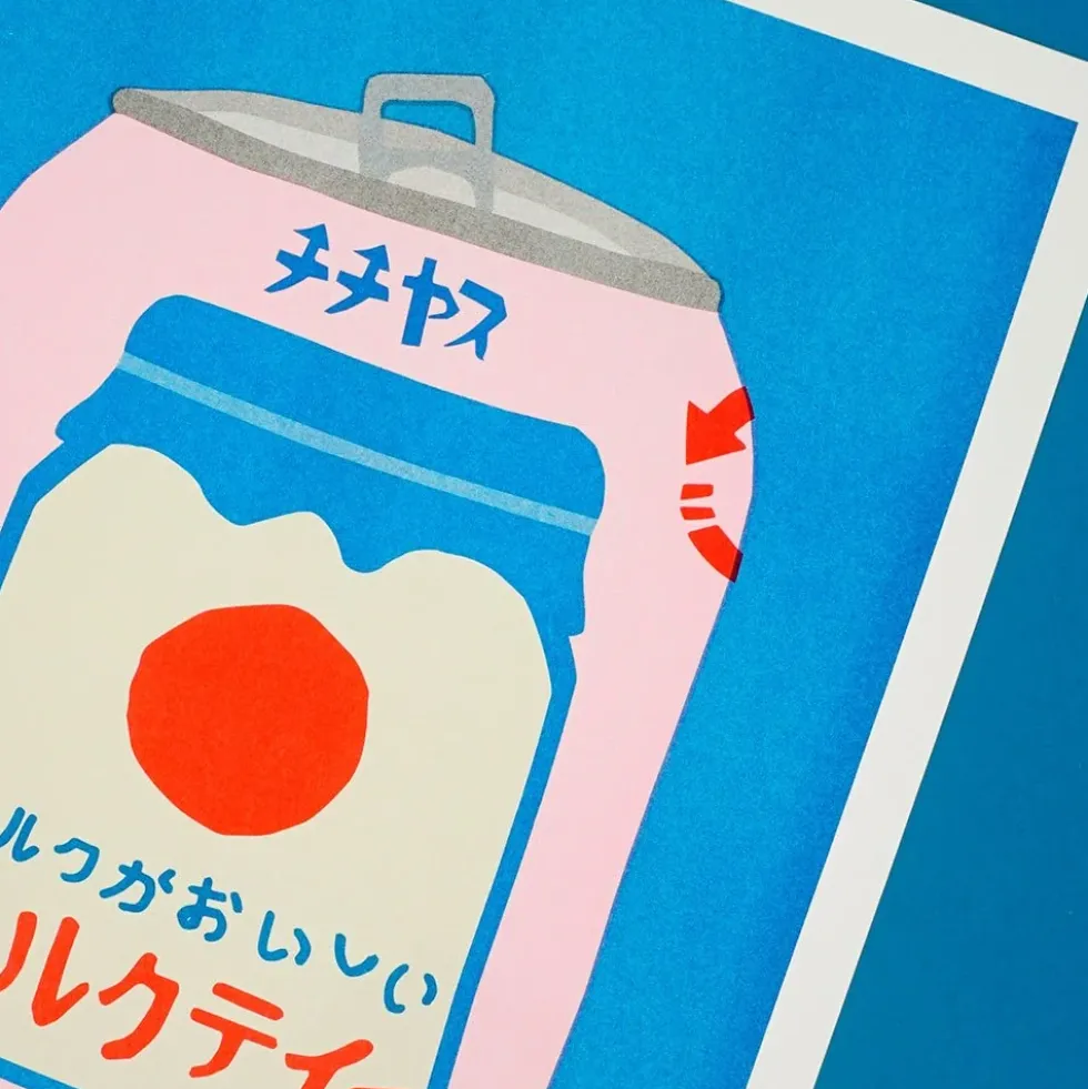 Japanese Milk Tea Can Risograph