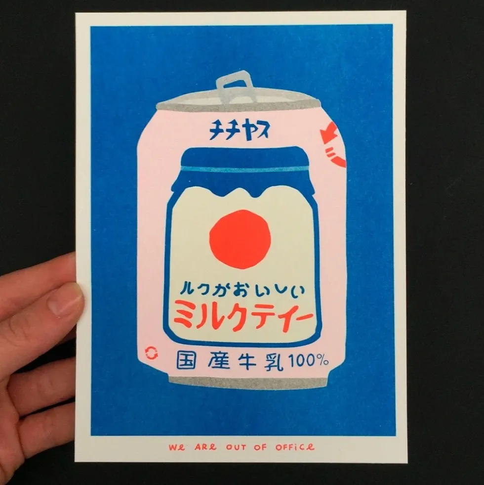Japanese Milk Tea Can Risograph