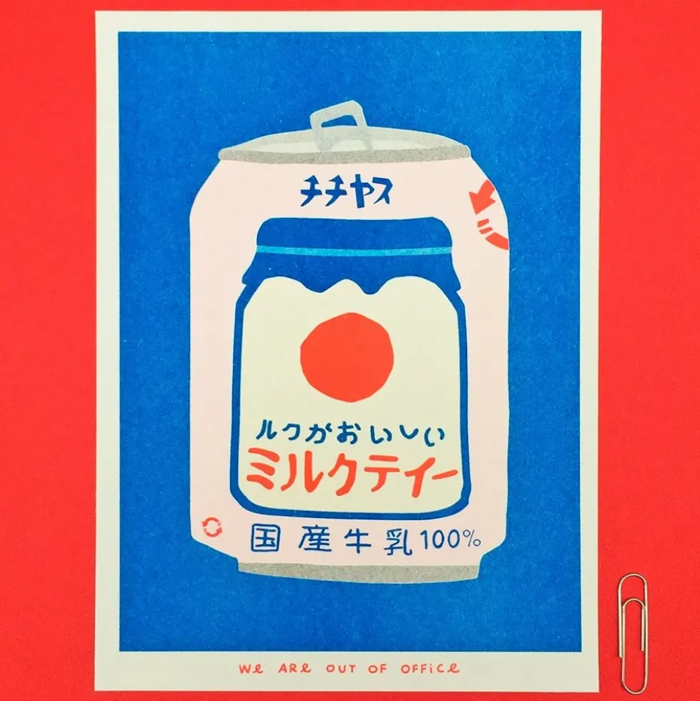 Japanese Milk Tea Can Risograph