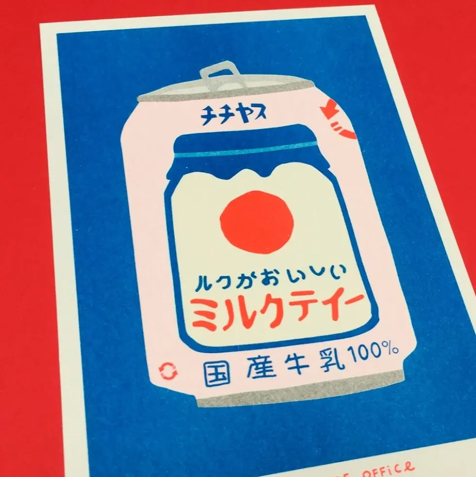 Japanese Milk Tea Can Risograph
