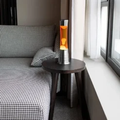 Lava Lamp with Chrome Base, Orange Liquid, and Orange Lava