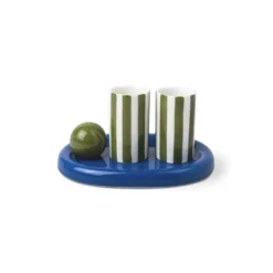Lily Mae Ceramic Tequila Shot Glass Set - Cobalt / Olive
