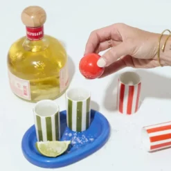 Lily Mae Ceramic Tequila Shot Glass Set - Cobalt / Olive
