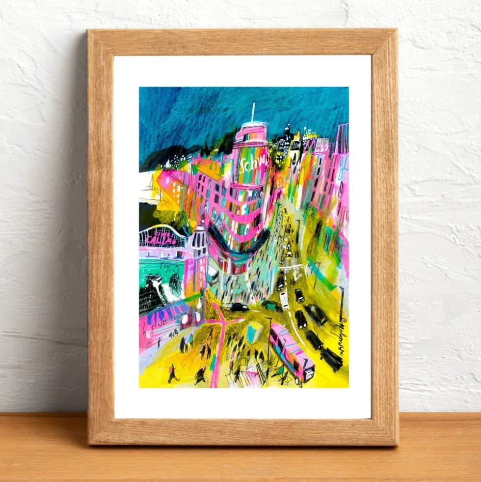 Madrid Callao Night Giclée Print A5