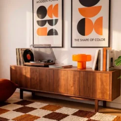 Maxi Foza Table Lamp with Colored Glass and Retro Style - Orange