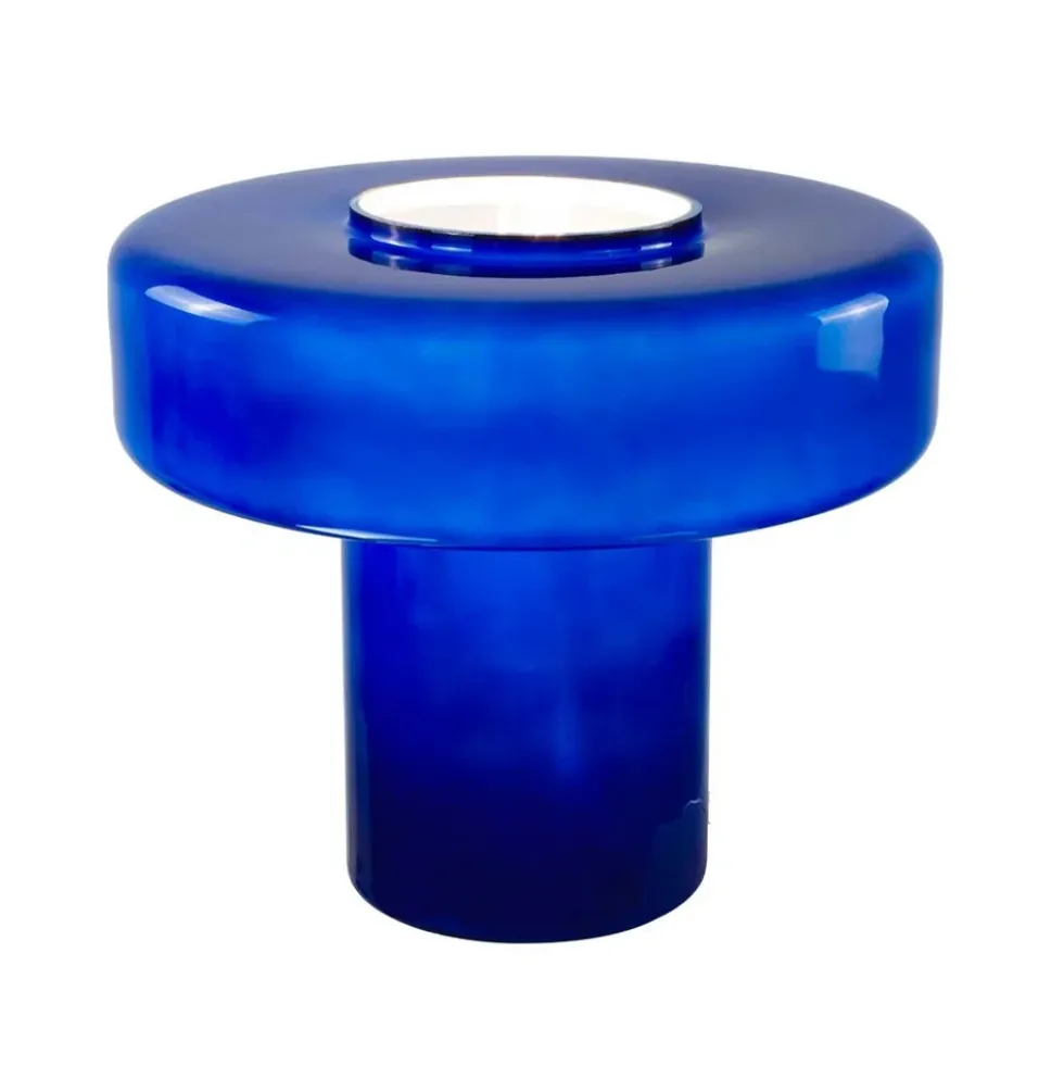Maxi Foza Table Lamp with Colored Glass and Retro Style - Blue