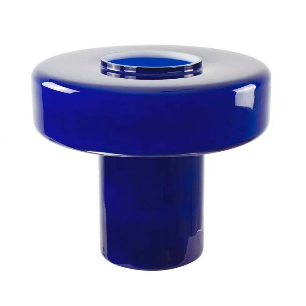 Maxi Foza Table Lamp with Colored Glass and Retro Style - Blue