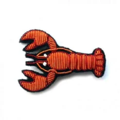 Orange Lobster Hand-embroidered Brooch