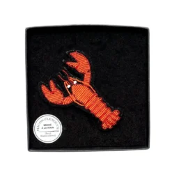 Orange Lobster Hand-embroidered Brooch