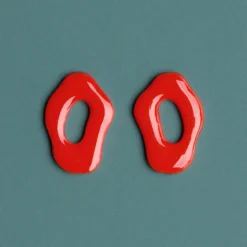 Oval Earrings Red