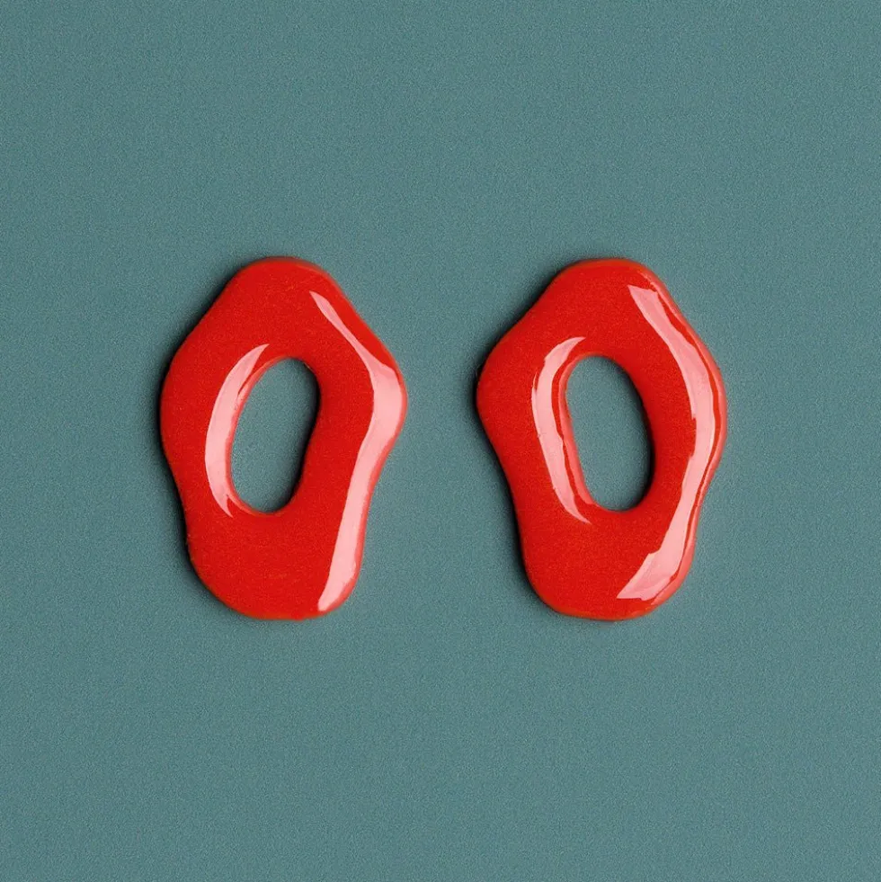 Oval Earrings Red
