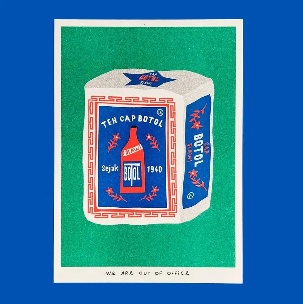 Package of Indonesian Jasmine Tea Risograph
