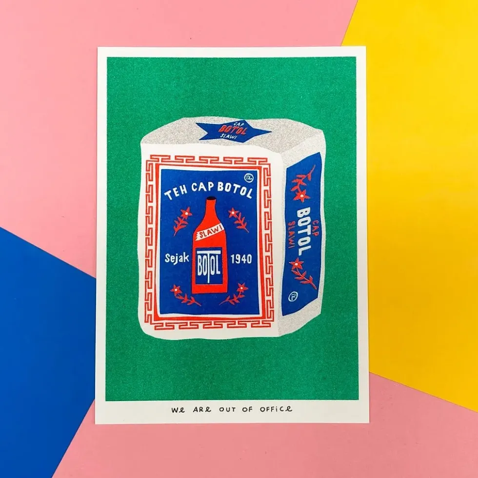 Package of Indonesian Jasmine Tea Risograph