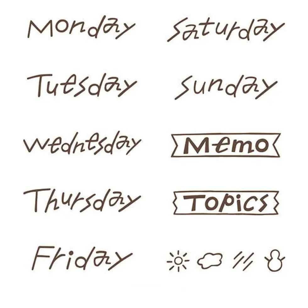 Paintable Rotating Stamp Soft Color Days of the Week Brown
