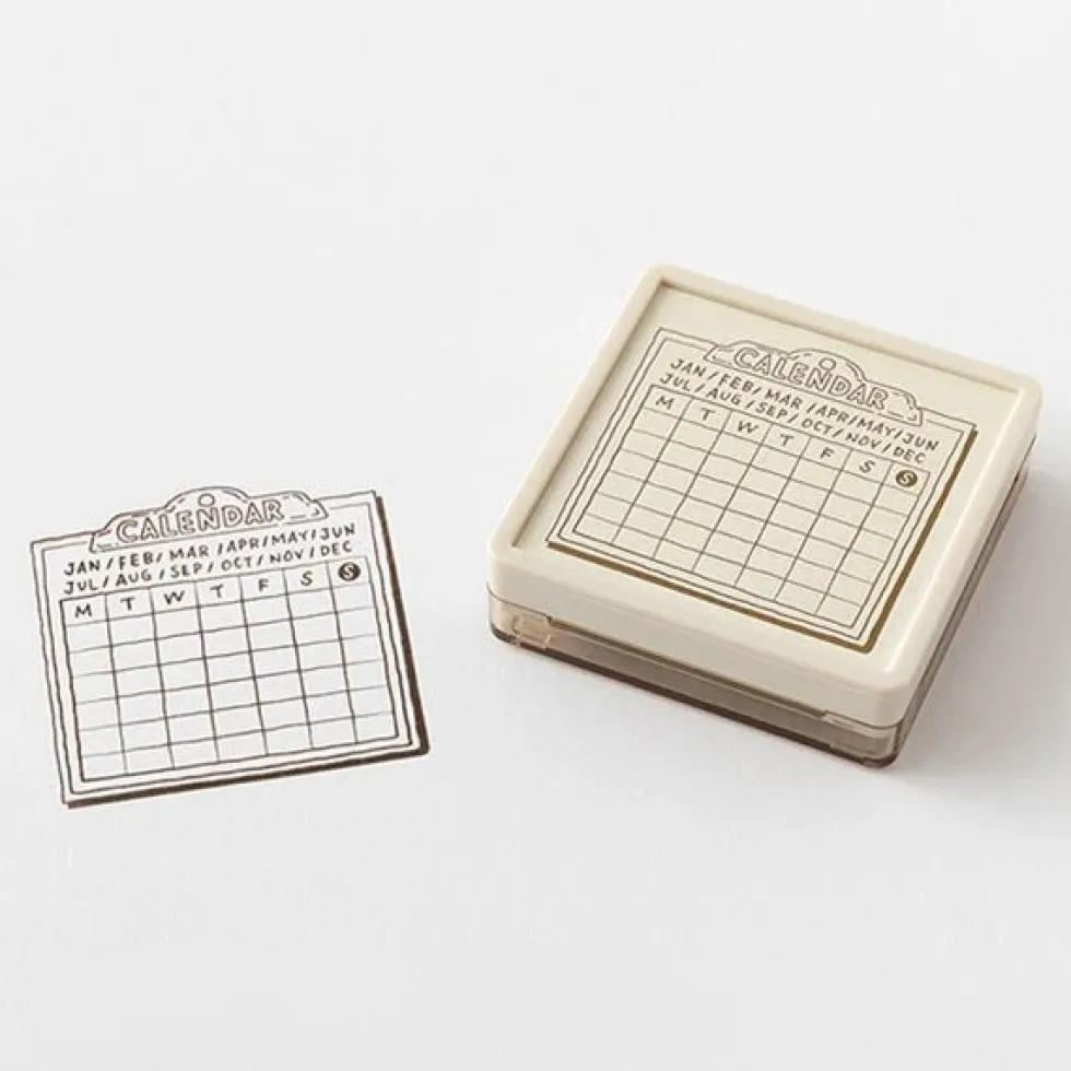 Paintable Stamp Pre-inked Soft-Color Calendar Monday Strart Brown