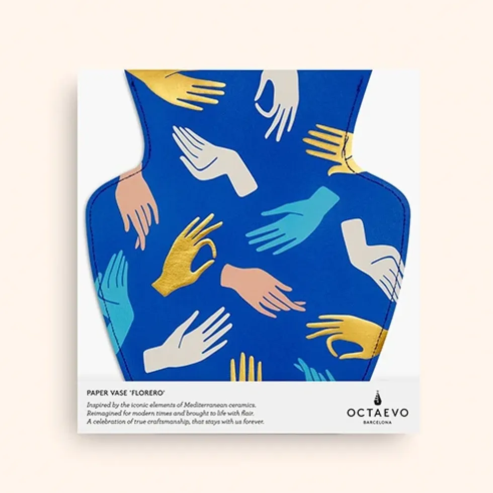 Paper Vase Hamsa Blue