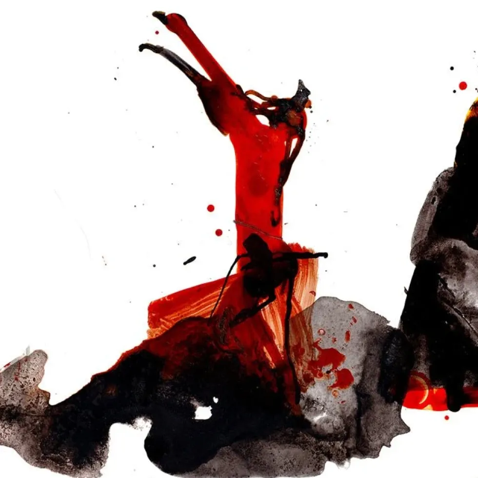 Pareja de bailadoras de Flamenco Giclée Print A5