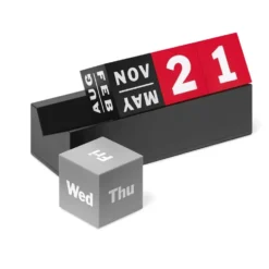 Perpetual Cubes Calendar - Red / Grey / Black
